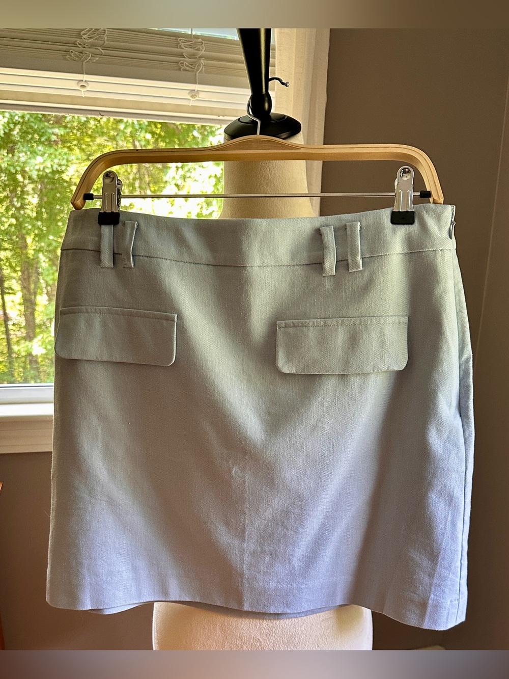 LOFT Pale Blue A-Line Skirt with Decorative Front Flaps